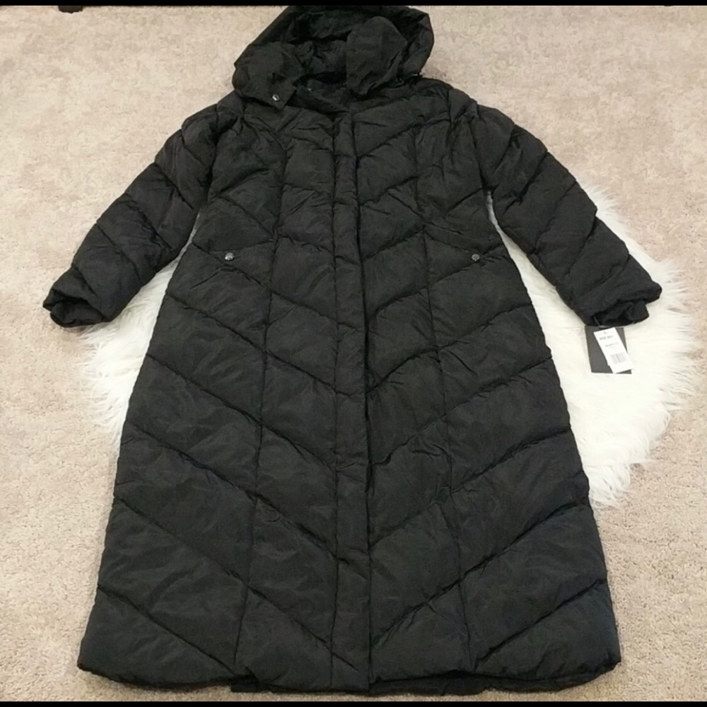 Brand New Steve Madden Long Chevron Puffer Coat L